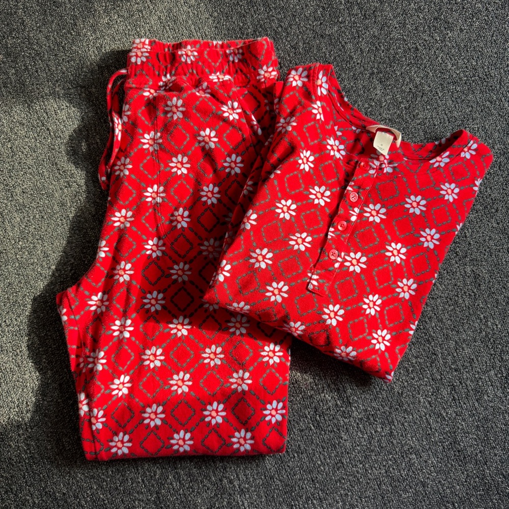 Vera Bradley Red PJ Pajama Set Longsleeve Pants Women’s Size Medium